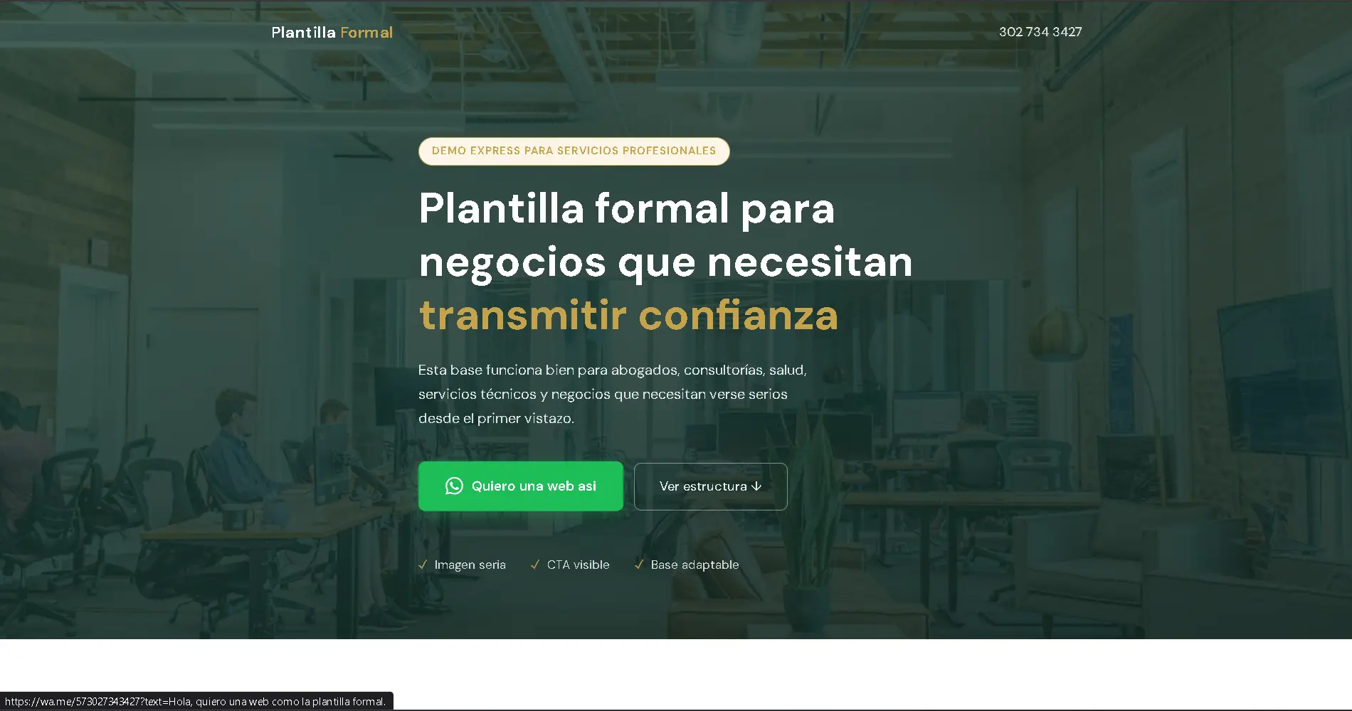 Ejemplo de plantilla web formal